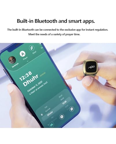 Image of Zikr Ring, Smart Tasbih Zikr Ring, Ring Count Reminder, Muslim Prayer Timing Reminder, LED Display, Bluetooth Connection, Multi-time Optional-20mm (Black)