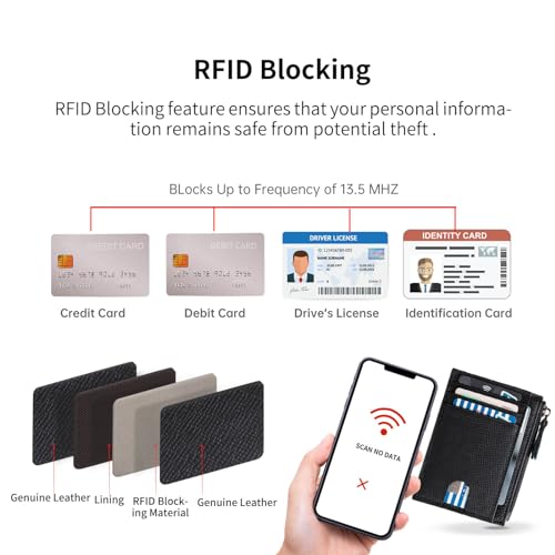 Slim Wallet for Women Small Leather RFID Blocking Credit Card Holder Minimalist Front Pocket Wallet with Coin Purses & Pouches,Black3
