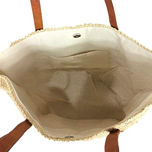 Bolso Tote Grande Natural de Raffia miniatura 3