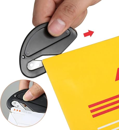 Kesote 4 Stück Brieföffner Folienschneider mit Metall Klinge und Kunststoff Griff Einschulung Schulanfang, Schwarz