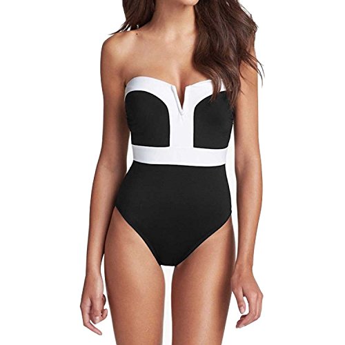 PGXT Women's Summer One Piece Swimsuit Push Up Padded Bikini Swimwear Monokini Black-S