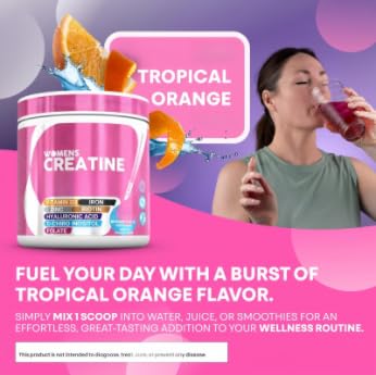 𝐂𝐫𝐞𝐚𝐭𝐢𝐧𝐞 para mujeres - Para músculos - Apoya la energía y la resistencia, la masa muscular magra y la claridad mental - Sin azúcar, vegano, sin OGM