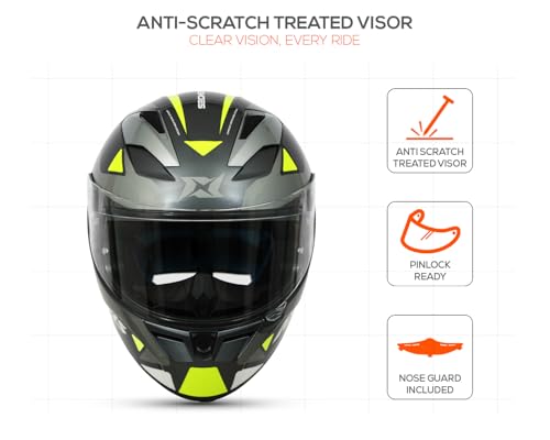 Image of Axxis Segment by MT Group, Seek Full Face Helmet | ISI & DOT Certified | Anti-Scratch Treated Visor | Lightweight Polycarbonate Shell | Enhanced Ventilation for Daily Riding