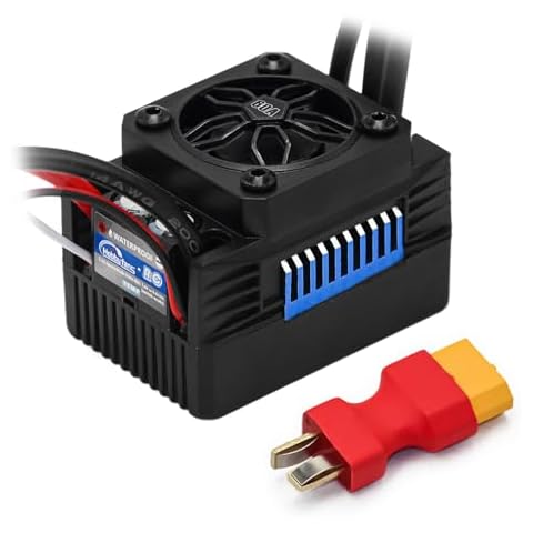 Hobby Fans Upgraded 60A Brushless ESC 2-3S Electronic Speed Controller Waterproof ESC for 1/10 RC Car Truck Cover