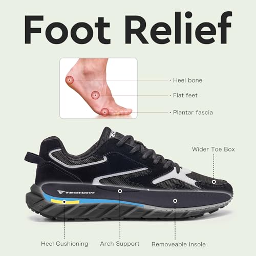 Image of Men's Extra Wide Walking Sneakers Wide Toe Box Orthopedic Shoes with Arch Support for Flat Feet & Foot Pain Relief