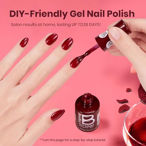 Image of Beetles Red Gel Polish - Burgundy Bliss 15ML /0.51Fl Oz, Red Gel Nail Polish, Same Color Same Bottle STAY SHINING Series, Soak Off UV LED Lamp Spring Nails Art, Long-Lasting Manicure Salon DIY Home