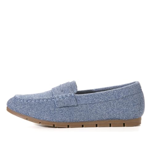 Vespiero Loafers for Women Comfortable Slip on Work Flats Shoes Womens Dressy Casual Walking Shoes Denim Blue Knit Fabric Size 8