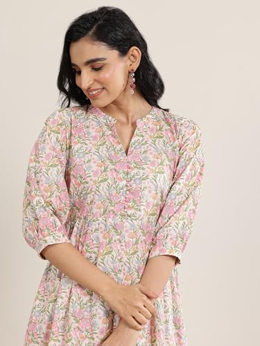 Image of Libas Printed Silk Blend A-Line Dress