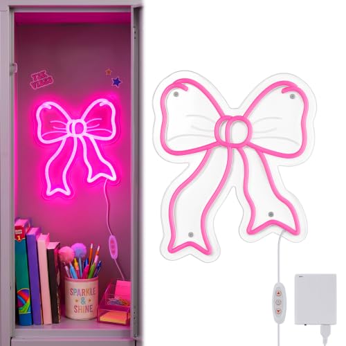 Pink Bow Magnetic Locker Lights Neon Sign Accessories Decor for Girls