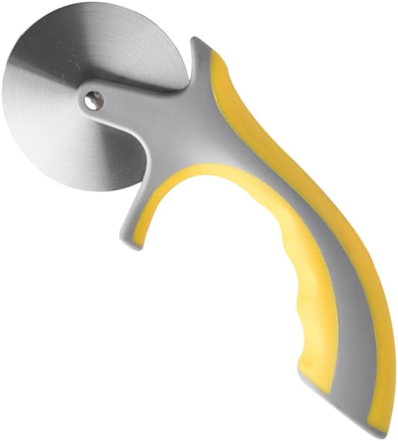 Pizza Roller Cutter with Handle, Stainless Steel Plastic Yellow