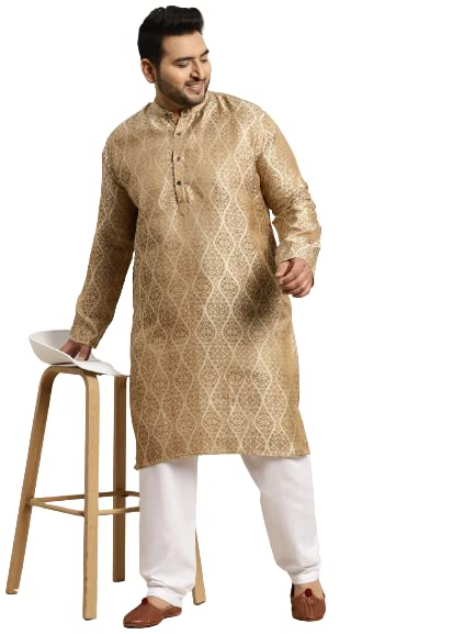 Image of SOJANYA (Since 1958 Men's Jacquard Silk Printed Kurta & Pyjama Set