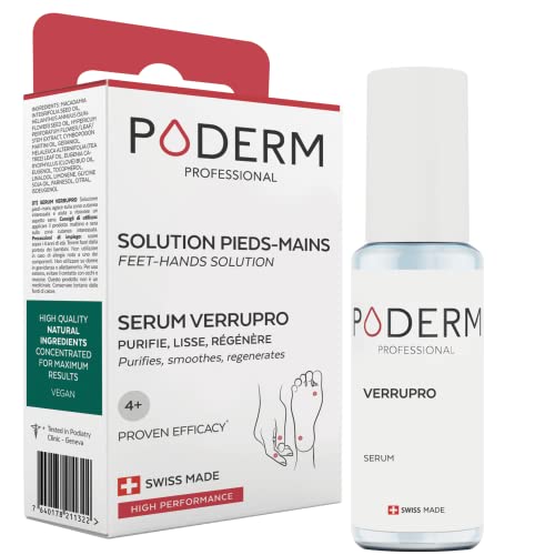 PODERM – VERRUPRO SOLUTION PIEDS-MAINS – Soin INDOLORE - Huile Sérum/Ingrédients 100% Naturels - Soin professionnel - Facile & Rapide – Swiss Made