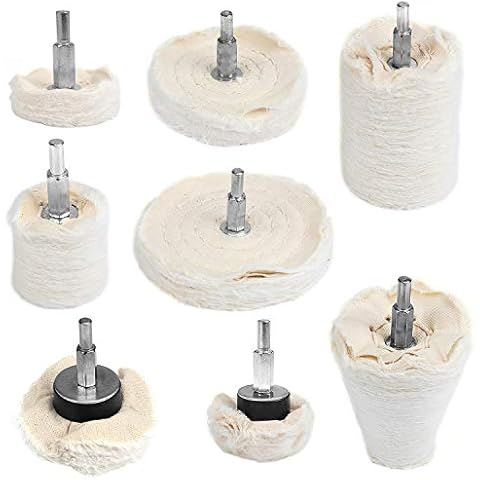 HSEAMALL 8PCS Buffing Wheel for Drill, Polishing Ball,Cotton Polishing Kit for Rotary Tools Dome Polishing Pad with 1/4 inch Hex Shafts Cover