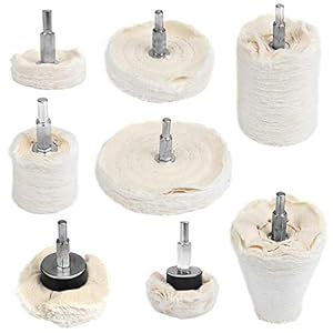HSEAMALL 8 STKS Buffing Wheel voor boor, Wit Polijstwiel, Katoen Dome Polijsten Mop, Kegel Polijsten Wiel Buffing Pad met 1/4 inch