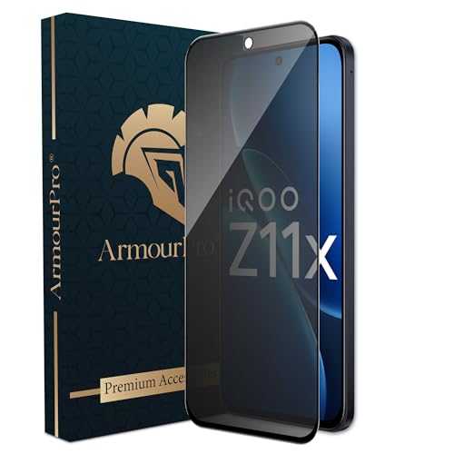 Image of ArmourPro Privacy Tempered Glass for IQOO Z11X / Vivo T5x - Anti-Spy Anti Peeping Screen Protector, 9H Hardness, Edge-to-Edge Coverage, Ultra Thin, Bubble-Free Installation Kit | Black