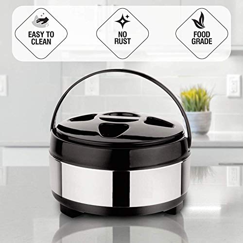 Image of appeasy Stainless Steel Puff Insulated Thermoware Casserole for Meal Chapati, Rice, Curry, Roti (5200 ML)