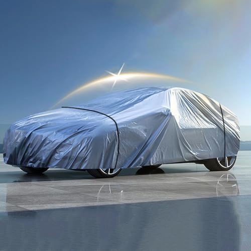 TAME Car Cover Sunscreen UV Protection Car Cover Waterproof All Weather for Automobiles Indoor Outdoor Sunscreen Heat Protection Dustproof Anti-UV Scratch-Resistant Silver (Fit Sedan Length 4.7M)