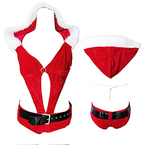 Kuyatioo Sexy Kerst Jumpsuits Kostuum Met Een Riem V-hals One Size Comfortabel voor De meeste Vrouwen Dames Rollenspel Themafeesten - Afbeelding 5
