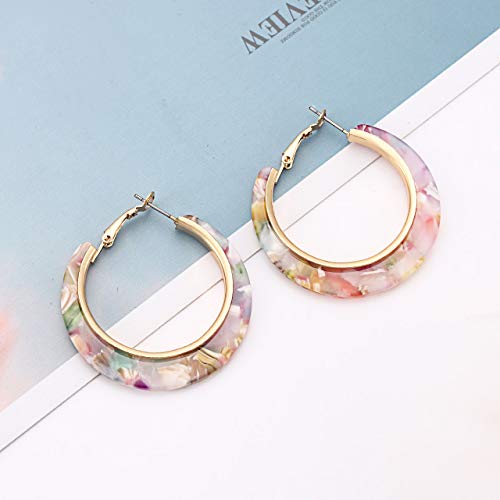 Acrylic Hoop Earrings for Women Resin Floral Earring Spring Summer Earrings Beach Jewelry Statement Fashion Accessories4