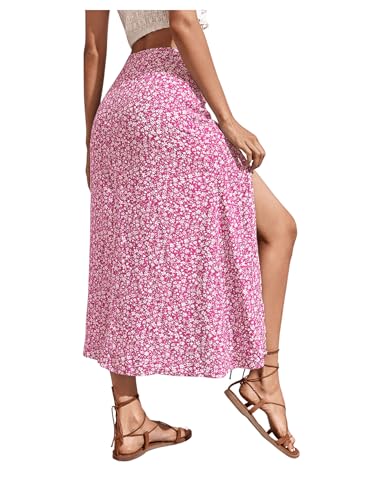 SweatyRocks Women's Ditsy Floral Print High Waist A Line Midi Skirts2