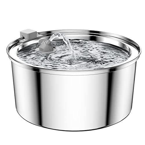 Pawdrate 7L Stainless Steel Dog Water Fountain – Super Quiet, 4-Stage Filter, 10 Filters Included, For Cats & Dogs