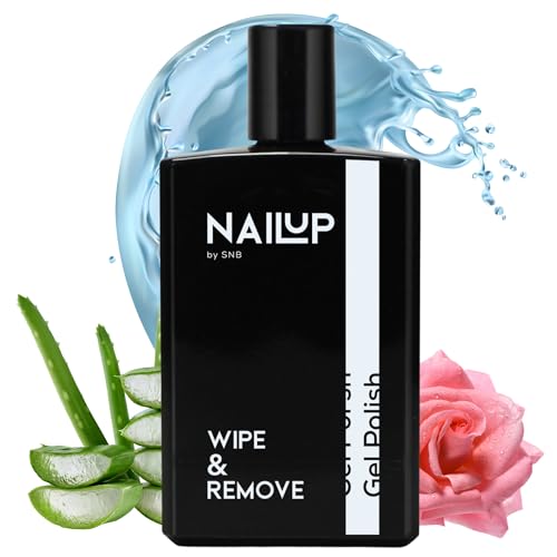 NAILUP by SNB Gel UV Nail Polish Wipe & Remover - Acetona 100 ml con agua de rosas, aloe vera, lanolina y vitamina E - Quitaesmalte de uñas - Eliminador de esmalte de uñas - Eliminador de uñas de gel