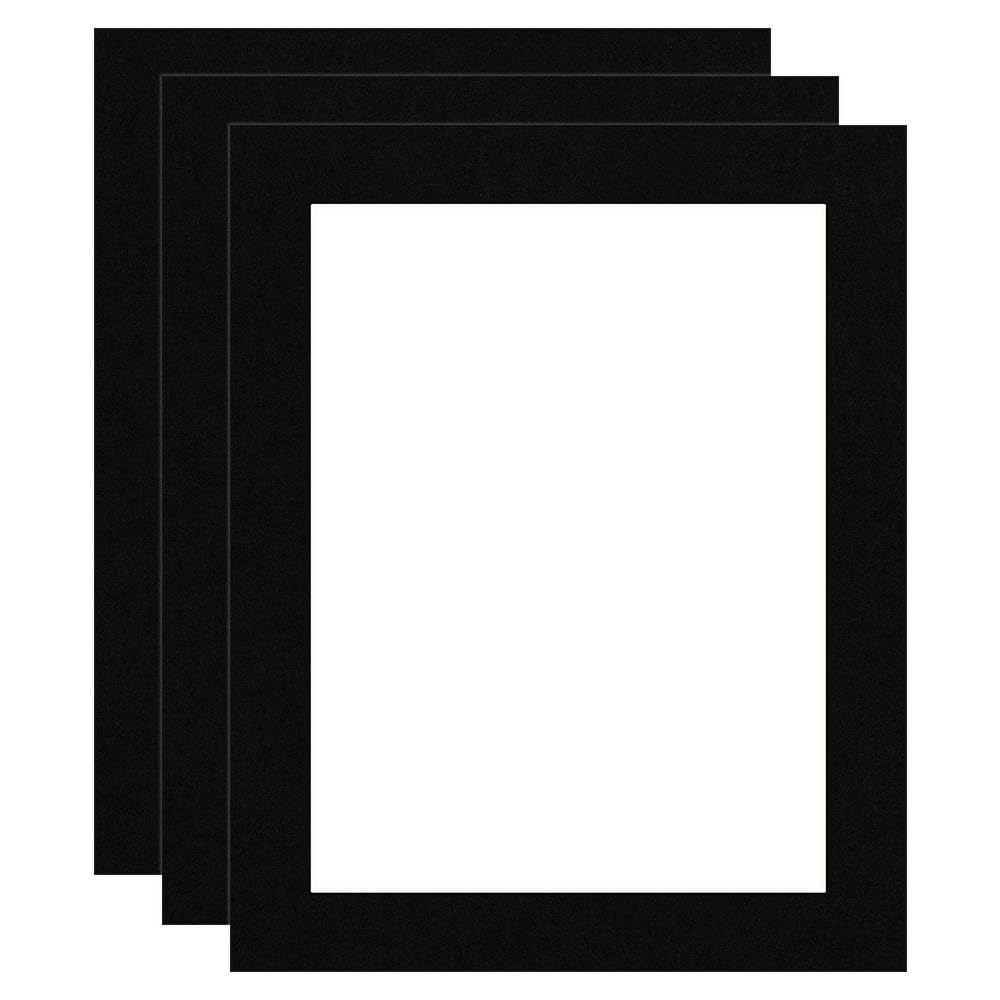 Procut Global 40x50cm Black Picture Mounts Board to Fit 40x30cm Aperture Size - Photo Mount Card Ideal for Prints, Artwork, Crafts & Certificates - Sizes & Colors Available - Pack of 3