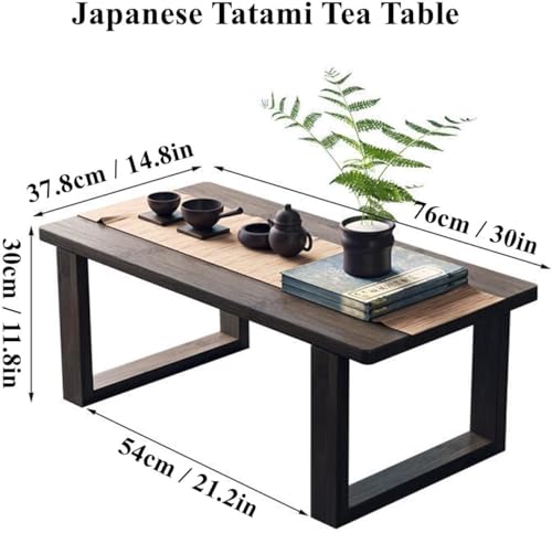 Image of Simple&Premium Japanese Style Low Height Floor Meditation /Tea /Coffee /Tatami Table for Living Room, Bedroom, Solid Wood Low Study /Laptop Desk Table. (76-cm Long)