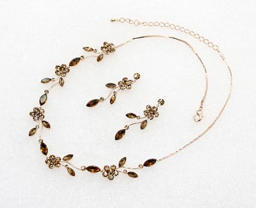 Image of Faship Gorgeous Rhinestone Crystal Floral Necklace Earrings Set