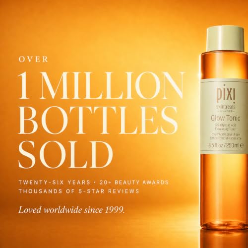 Image of Pixi Glow Tonic Exfoliating Face Toner with 5% Glycolic Acid, Ginseng and Aloe Vera, Alcohol-Free Pore-Refining Toner for Radiant Skin, 8.5 fl oz / 250 ml