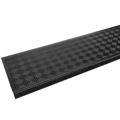 ANRO Alfombrilla antideslizante para peldaños de goma con protección de bordes, diseño en espiral, 75 x 25 x 3 cm