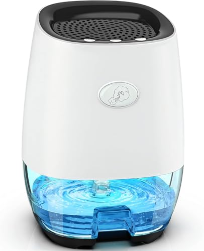 Dehumidifiers:35OZ Dehumidifier for Home, Bedroom, Bathroom Small Dehumidifiers Mini dehumidifier with Auto Shut-off, 7 Colors Night Lights, Ultra Quiet for Closet RV Office（White）