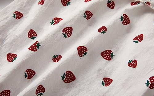 Mud Kingdom Toddler Girls Button Down Shirt Peter Pan Collar Full Print Strawberry White 4T #TOP6