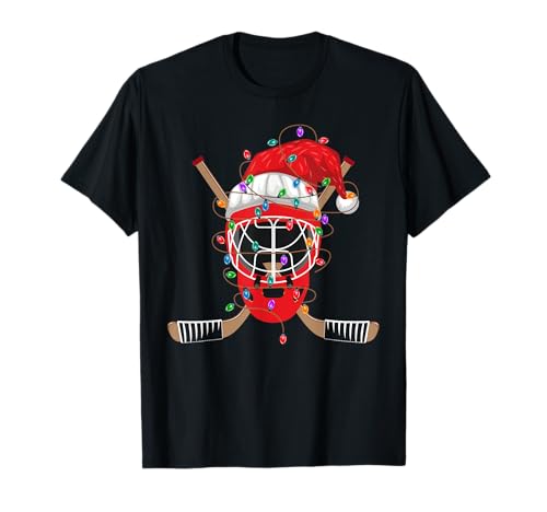 Santa Hat Hockey Player's Christmas Ice Hockey Lover T-Shirt