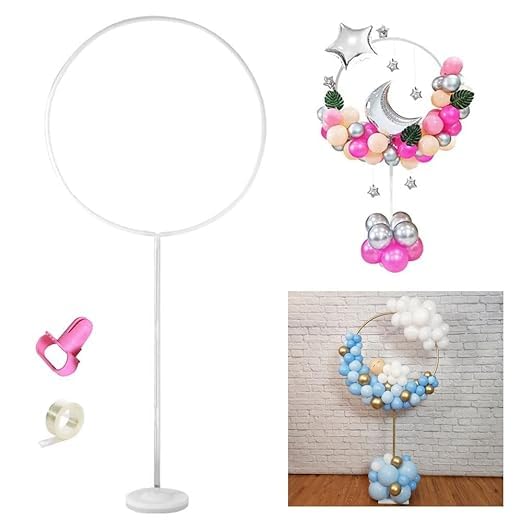 Round Balloon Arch Stand Kit, 70 cm Width, Party Decoration Set with Base | Decorating Strip Tape Kits For Birthday Wedding Baby Shower Party Decorations | 1 Pack