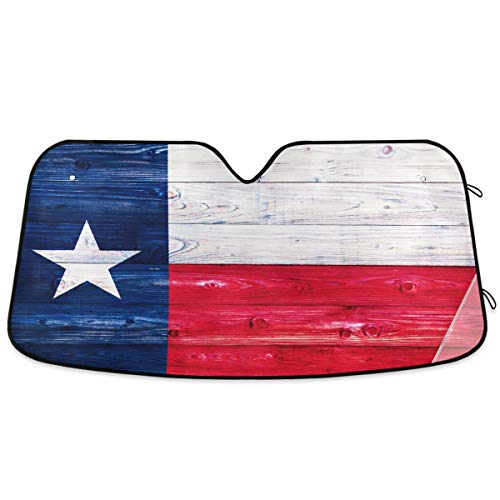 Oarencol American Flag State Texas Car Windshield Sun Shade Vintage Wooden Foldable UV Ray Sun Visor Protector Sunshade to Keep Your Vehicle Cool (55" x 27.6") by Oarencol - Used condition - US$16.62