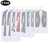 fundas de tela para guardar ropa 【Valioso Traje de Funda】Con esta Ropa cubierta de polvo,Cualquiera de sus trajes o ropas puede mantenerse bien organizado y limpio,Resistente al agua y al moho, puede proteger su ropa del polvo y pelo de mascotas, manteniéndolos frescos, limpios y sin arrugas.Puede encontrar su ropa de manera cómoda y rápida sin abrir la bolsa transpirable.La bolsa de traje transparente se puede doblar fácilmente, guardar fácilmente y ahorra mucho espacio