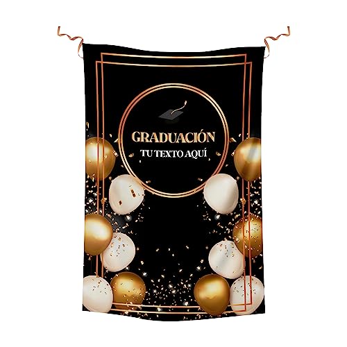 Photocall graduación. Photocall Personalizado para Fiestas de graduación. Photocall de Tela fácil de Montar | E&B PORRAS (Negro)