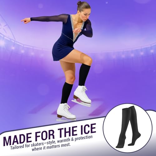 Image of Kami-So Ice Skating Socks, Knee High Moisture-Wicking, Breathable, Lightweight, Durable, Figure Skates Accessories (2 Pack)