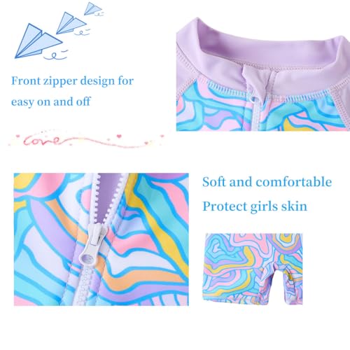 Image of UMELOK Girls Long Sleeve Rash Guard One Piece Swimsuits with UV Protection Sunsuit