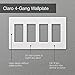 Lutron Claro Light Switch Cover Plate, 4 Gang Wallplate, for Decorator Light Switches, Rocker Light Switch Cover, Outlet Cover, Screwless Switch Plate Cover, Gloss, CW-4-WH, White