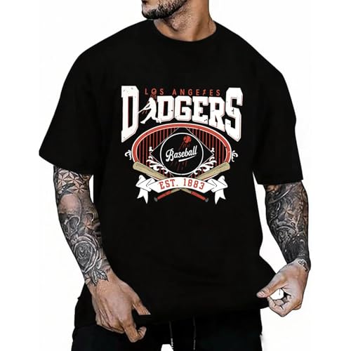 Baseball Shirts for Men Game Day Tee Baseball Fan Casual Short Sleeve T-Shirt for Men Black M
