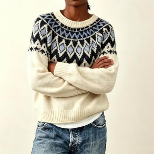 Women Knit Sweater Tops Long Sleeve Crew Neck Casual Pullover Fall Sweaters - image 4