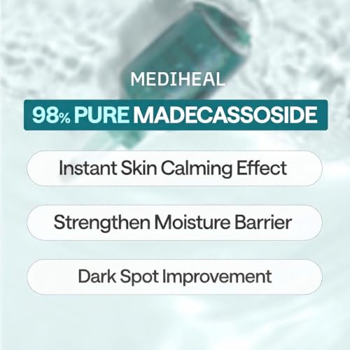 Image of MEDIHEAL Madecassoside Essential Mask Blemish Repair (10 Sheets) Korean Sheet Mask with 98% Purity Madecassoside & Hyaluronic Acid, Redness Relief, Skin Barrier Repair, Deep Hydration, Improves Skin Texture, Vegan Soothing Facial Mask