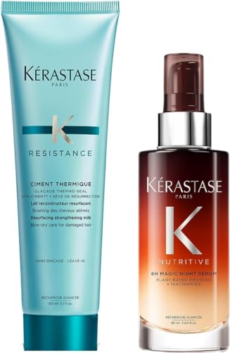 Kérastase Nutritive, Rutina Reparadora con Sérum de Noche 8H Magic Night y Protector Térmico Reconstructor Résistance Force Architecte, Revitaliza, Nutre y Repara, 90 ml + 150 ml