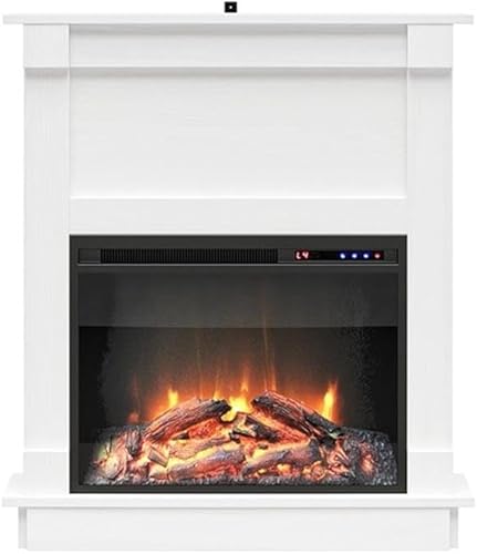 Miniatura 5 de Ameriwood Home Ellsworth Chimenea con repisa, color blanco, acogedor calentador eléctrico para el hogar y la cocina, 400 pies cuadrados calefacción,