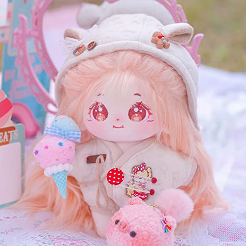niannyyhouse 20cm Plush Doll Long Hair Girl Humanoid Stuffed Body no Attribute 8" Normal Body Wearable Clothing Dress Up Gifts (a-13-with Skeleton) - Image 4
