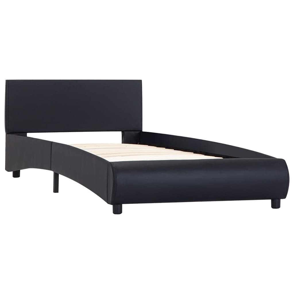 vidaXL - Betten & Bettgestelle - Bettgestell mit LED Schwarz Kunstleder 90 x 200 cm