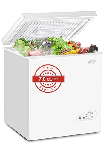 Chest Freezer 7.0 Cu.Ft Mini 7 Gears Temperature Control Compact Deep Freezer with Top Open Door and...