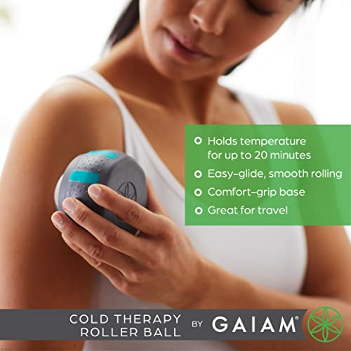 Image of Gaiam Restore Rolling Massager, Cold Therapy (Cold) | Ergonomic Roller Ball | Targeted Muscle, Joint & Trigger-Point Recovery | Compact Size | Pre & Post-Workout Use
